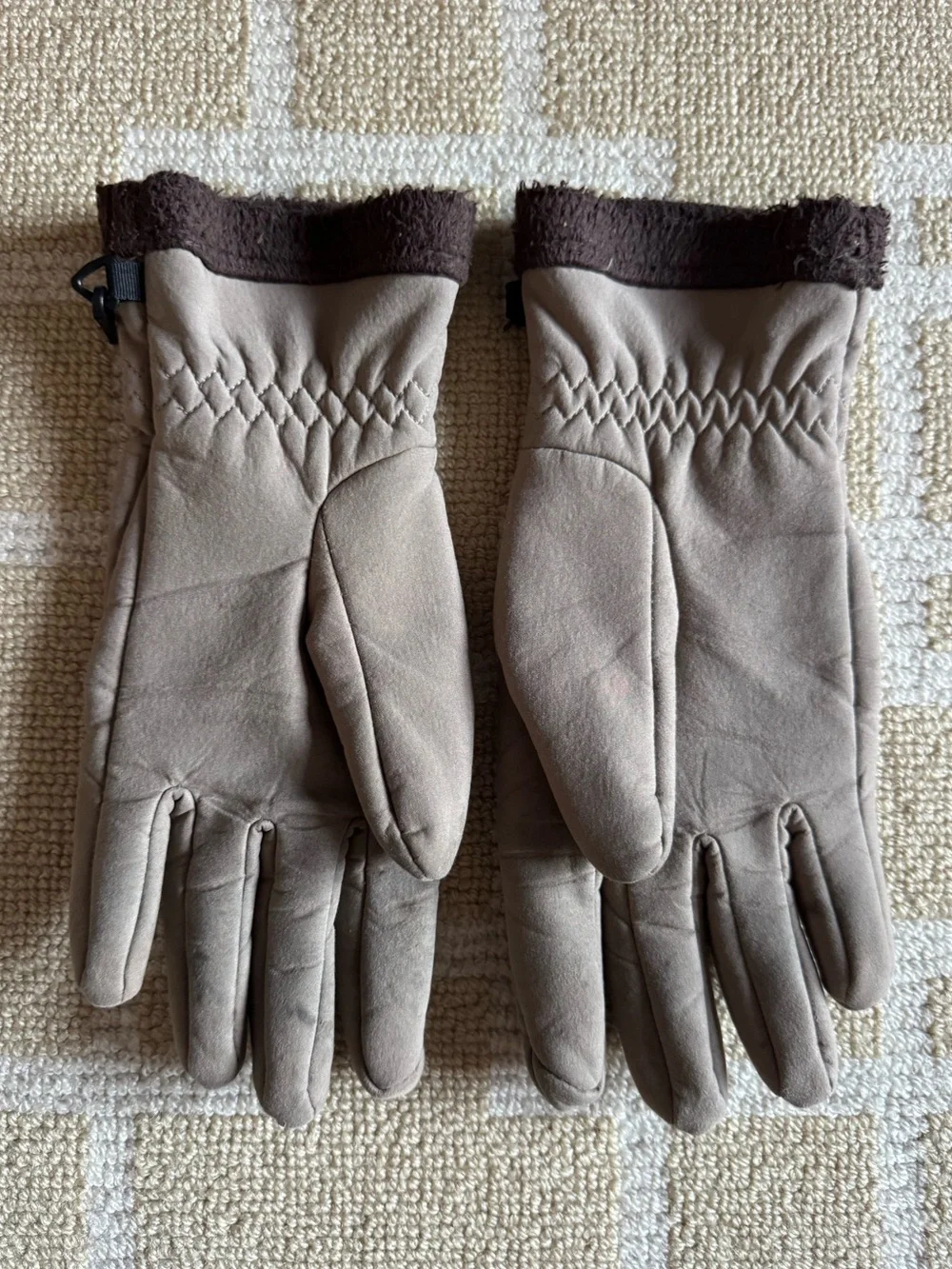 Marmot Fleece Lined Insulated Winter Gloves Taupe Brown Size Medium